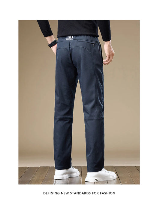 Calça Masculina Poliéster Casual Reta com Cintura Elástica